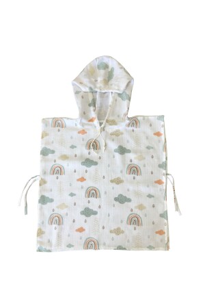 Muslin Poncho Age 1-3 with Rainbow Figure P000015454 - Mutlu Gün Marketi