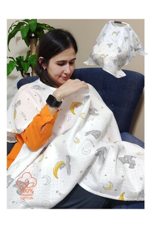 Muslin Poncho Breastfeeding and Stroller Cover 100% Organic Cotton Rabbits Model ksb669858 - BeybiNest