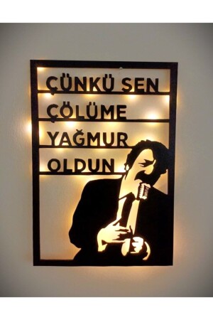 Müslüm Gürses Çünkü Sen Çölüme Yağmur Oldun Silüeti Ledli Işıklı Tablo Pilli 50x35 - Giftstore