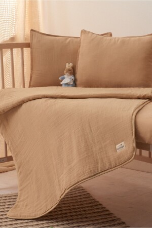 Musselin-Baby-Kinderdecke, (92 x 114 cm), 100 % Baumwolle – Sandbeige TYC00600739795 - Barooga