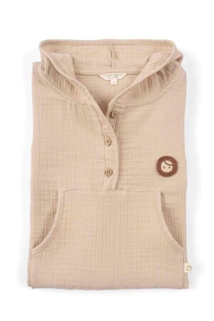 Musselin-Poncho für Kinder in Beige aus Bio-Baumwolle - Little Gusto
