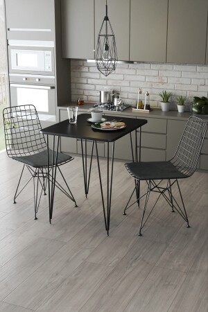 Mutak Balcony Table Black Marble Pattern 2 Pieces Wire Chairs Mutak Balcony Table 2 Pieces Wire Chairs - Cosargroup