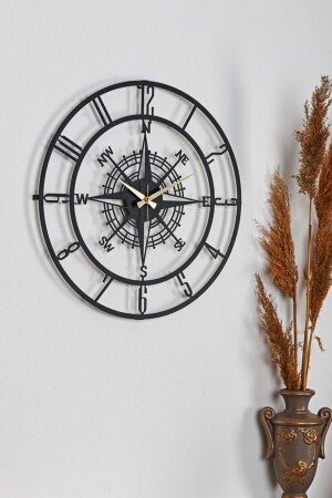 Muyika Bunnela Compass Metal Black Silent Mechanism Wall Clock 50x50cm Mds-50 MYK2034 - Muyika Design