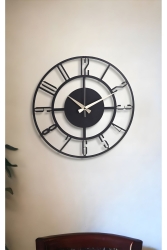 Muyika Bunnela Yeni Koleksiyon Dekoratif Metal Siyah Duvar Saati 41x41cm Mds-41 MYK1329 - Muyika Design