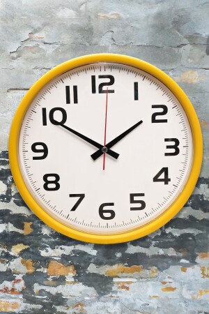 Muyika Madre Yellow Framed White Background 30cm Wall Clock with Numbers Pds-30 MYK1190 - Muyika Design