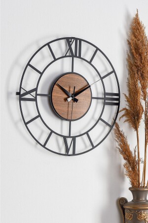 Muyika Roma Legno New Collection Decor Metal Black Silent Mechanism Wall Clock 41x41cm Mds-41 MYK1332 - Muyika Design