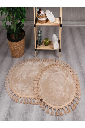 My Evilla Modern Simirna Decorative Plush Oval Pompom Fringed Toilet Seat Set - Myevilla