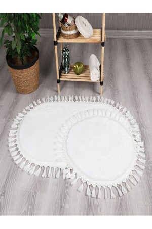 My Evilla Modern Simirna Decorative Plush Oval Pompom Fringed Toilet Seat Set - Myevilla