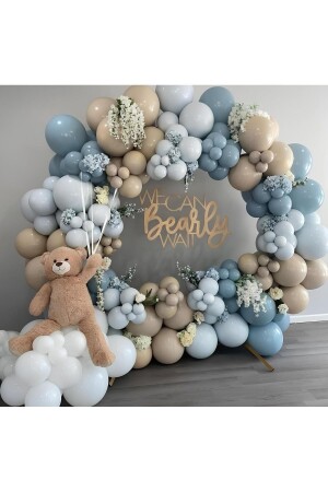 My Party Set^^ Deep Ocean* Sea Sand* Storm Blue 100-Piece Balloon Set - Gold Center