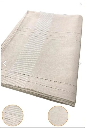 Myslife Linen Fabric Striped Tablecloth 160*220 Cm Brown - Erciyesceyiz