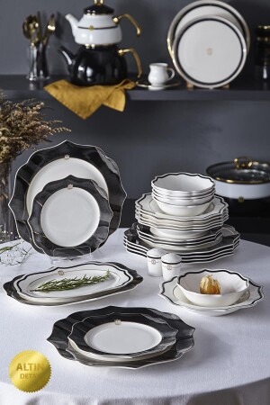 N3354 Marble Plus Romantic 56 Piece Dinner Set for 12 People - Neva