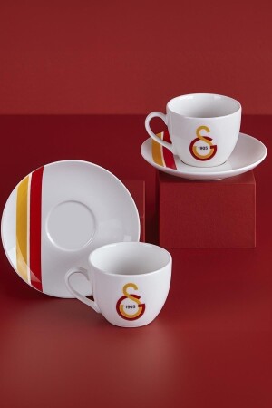 N3473 Galatasaray Licensed Striped Set of 2 Tea Cups - Neva