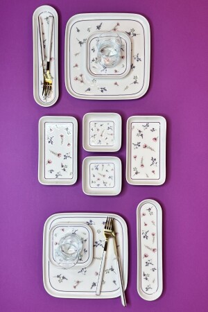 N4545 Lavender 26 Piece Porcelain Breakfast Set for 6 People - Neva