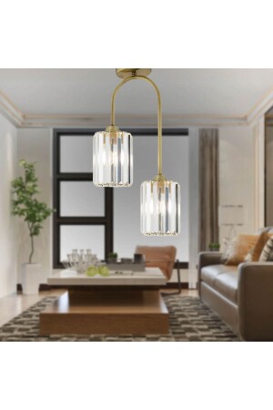 Nadia 2 Piece Tumbled Crystal and Stone Modern Design Crystal Living Room Chandelier 3436-02-FR - Apliqa