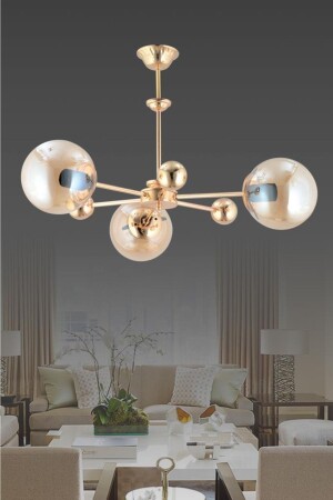 Nairobi 3-Piece Gold Yellow Globe Glass Chandelier 1605040012530 - İstanbul Avize
