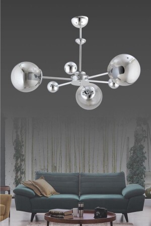 Nairobi 3-Piece Silver Smoked Globe Glass Chandelier 1605040012529 - İstanbul Avize
