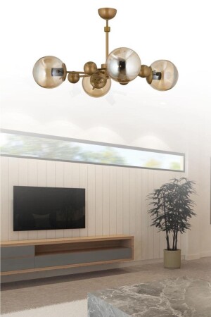 Nairobi 4-Piece Antique Case Yellow Globe Glass Chandelier 160504000639 - İstanbul Avize