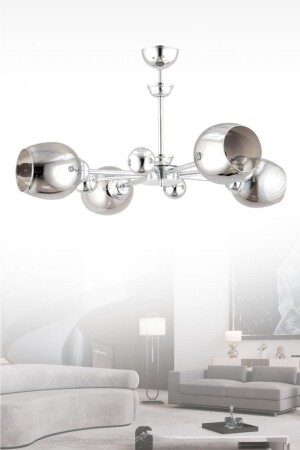 Nairobi 4-Piece Silver Smoked Opaque Glass Chandelier 16050400640 - İstanbul Avize