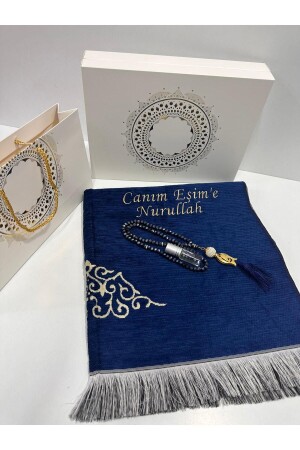 Named Prayer Rug Set in Box 70 x 110 - İslami Hediyeler