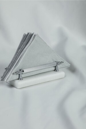 Napkin Holder Gelibolu Gold Real Marble, Metal Profile Handle MERALP130 - MERALP
