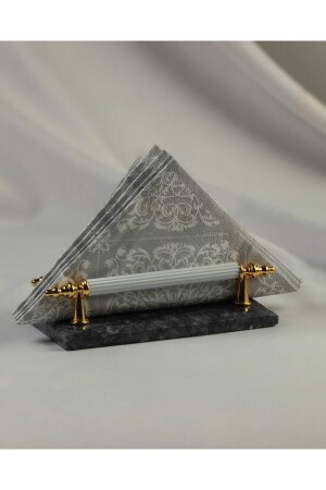 Napkin Holder Gold Real Marble, Metal Profile Handle MERALP130 - MERALP