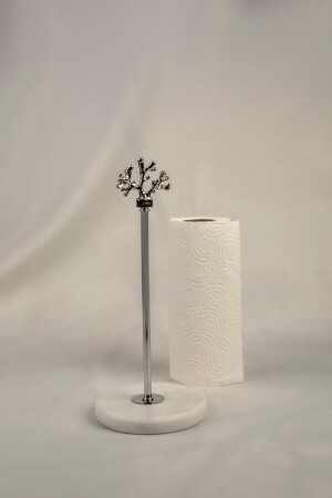 Napkin Holder Kitchen Roll Paper Towel Holder Silver Marble, Metal Profile Rod MERALP2024 - MERALP