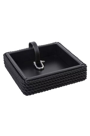 Napkin Holder Leather Covered Wood Black - Tizetto