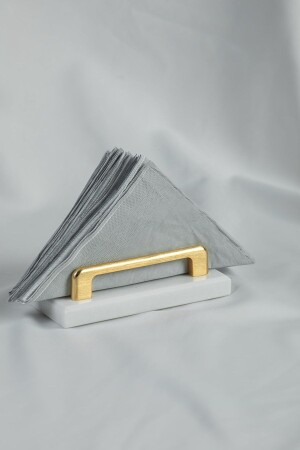 Napkin Holder Uzungöll Gold Real Marble, Metal Profile Handle MERALP130 - MERALP