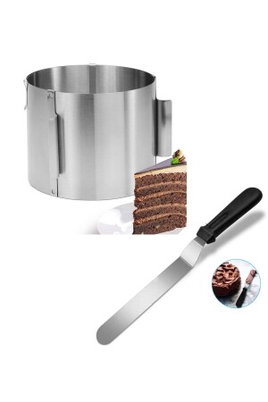 Narkalıp Round Adjustable Cake Mold and Cake Plating Spatula 2 Pcs Depth 15 Cm - Nar Kalıp