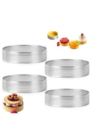Narkalıp Round Hole Tart Mold 12cm 4 Pieces YNK-OM023 - Nar kalıp
