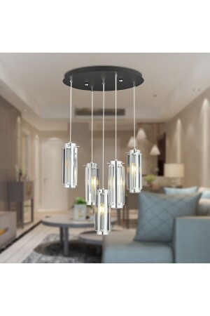Natali 5-Piece Pendant Lamp Chrome Modern Young Room Kitchen Living Room Pendant Lamp Chandelier 7000-9040-5Y-CR - Apliqa