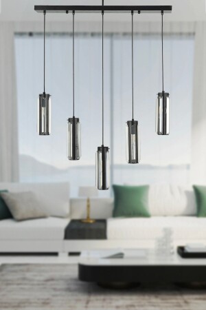Natali 5 Row Black Living Room - Modern Design Dining Table Above Living Room Pendant Lamp Chandelier 7000-9040-5S-BL - Apliqa