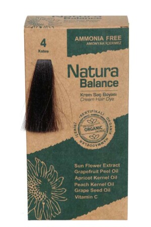Natura Balance - Organic Cream Hair Dye 4 Brown 60ml 8699367127950 - NATURABALANCE