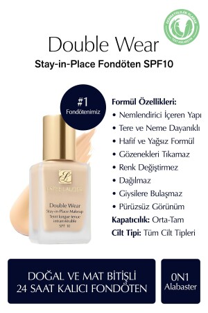Natural and Matte Finish - Double Wear Stay-in-place Foundation Spf 10 (0n1 Alabaster) - 30 Ml - Estee Lauder