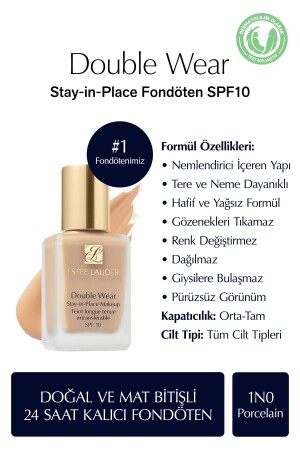 Natural and Matte Finish - Double Wear Stay-in-Place Foundation SPF 10 (1N0 Porcelain) - 30 ml - Estee Lauder