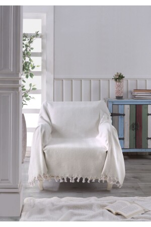 NATURAL ARMCHAIR SOFA COVER SINGLE SOFA ECRU 160x160 - Ladynil