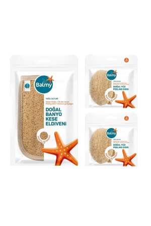 Natural Bath Scrub Gloves and 6 Peeling Discs BLMY5930NTRL - Balmy