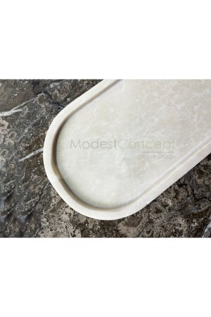 Natural Beige Marble Oval Tray, Bathroom Organizer, Presentation Plate BEIGTOV - Modestmar