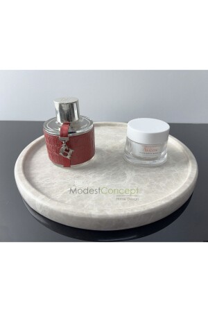 Natural Beige Marble Round Tray Spider Beige, Veined Beige Marble, Patterned Marble BJ28SPI - Modestmar