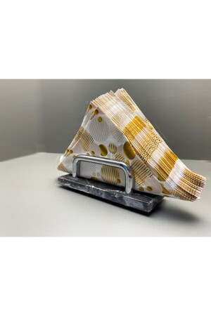 Natural Black Marble Silver Napkin Holder SBGP - Modestmar