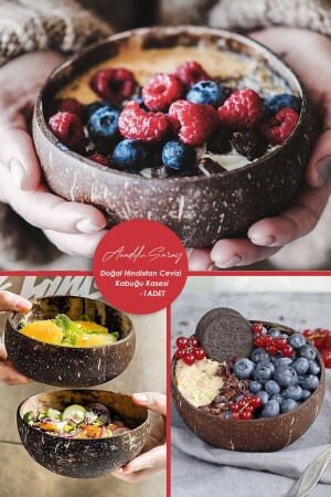 Natural Coconut Bowl (coconut Bowl) Coconut Shell Bowl Fruit Salad Food Bowl - Anadolu Saray Çarşısı