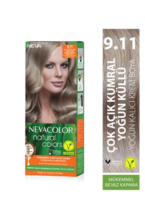 Natural Colors 9. 11 VERY LIGHT BRUNOUS INTENSIVE ASHY Permanent Cream Hair Dye Set - Neva Color