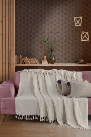 Natural Ecru Sofa Cover Sofa Shawl 180x210 Cotton - Ladynil