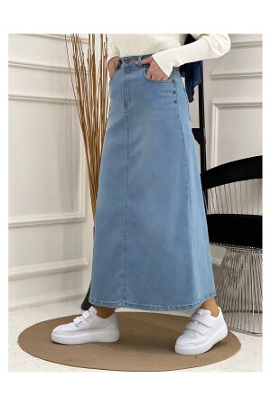 Natural Fabric Star Rivet Denim Skirt - Light Blue - Vellichor