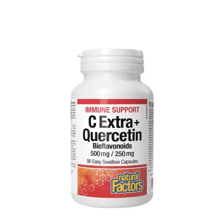 Natural Factors C Extra + Quercetin Bioflavonoids 500 mg/250 mg (90 Capsules) - Natural Factors