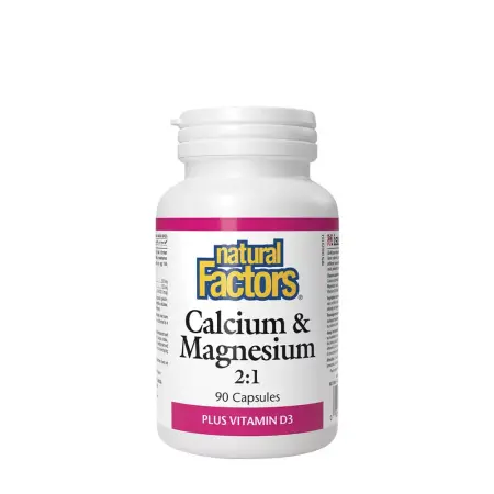 Natural Factors Calcium & Magnesium 2:1 Plus Vitamin D3 (90 Capsules) - Natural Factors