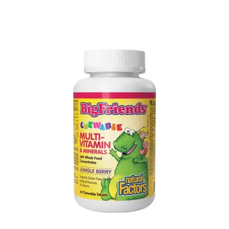 Natural Factors Chewable Multivitamin & Minerals with Whole Food Concentrates (60 Chewables, Jungle Berry) - Natural Factors