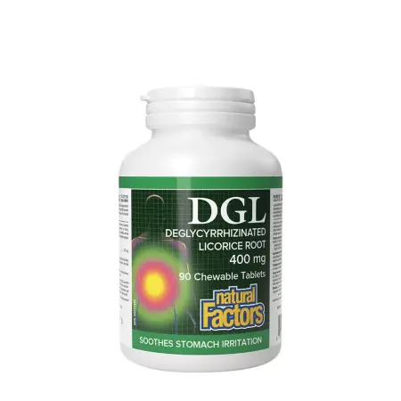 Natural Factors DGL Deglycyrrhizinated Licorice Root 400 mg (90 Chewables) - Natural Factors