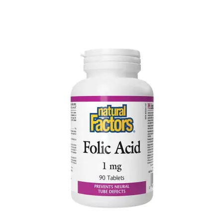 Natural Factors Folic Acid 1 mg (90 Tablets) - Natural Factors