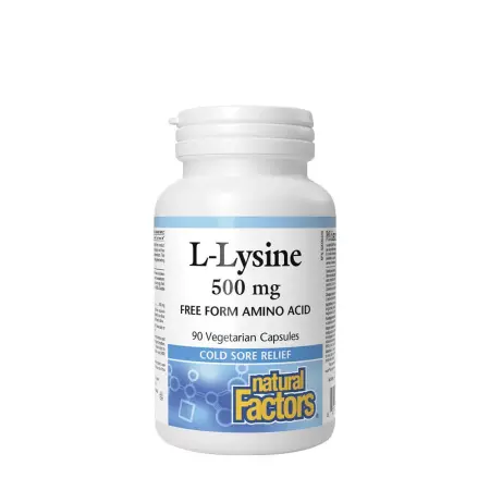 Natural Factors L-Lysine Amino Acid 500 mg (90 Capsules) - Natural Factors